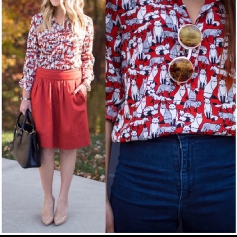 Ann Taylor Fox Print Button Up shirt